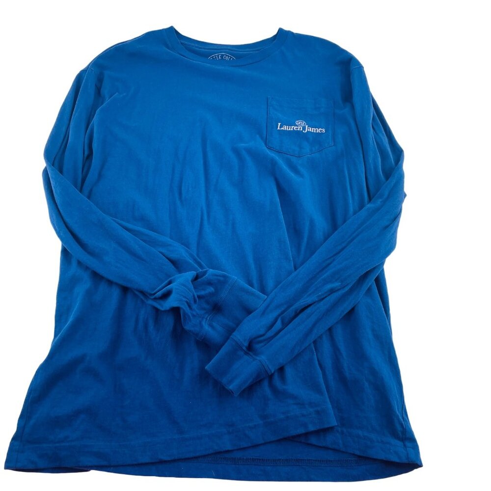Lauren James Long Sleeve‎ Sweet Tee Shirt Size Large Women's Blue